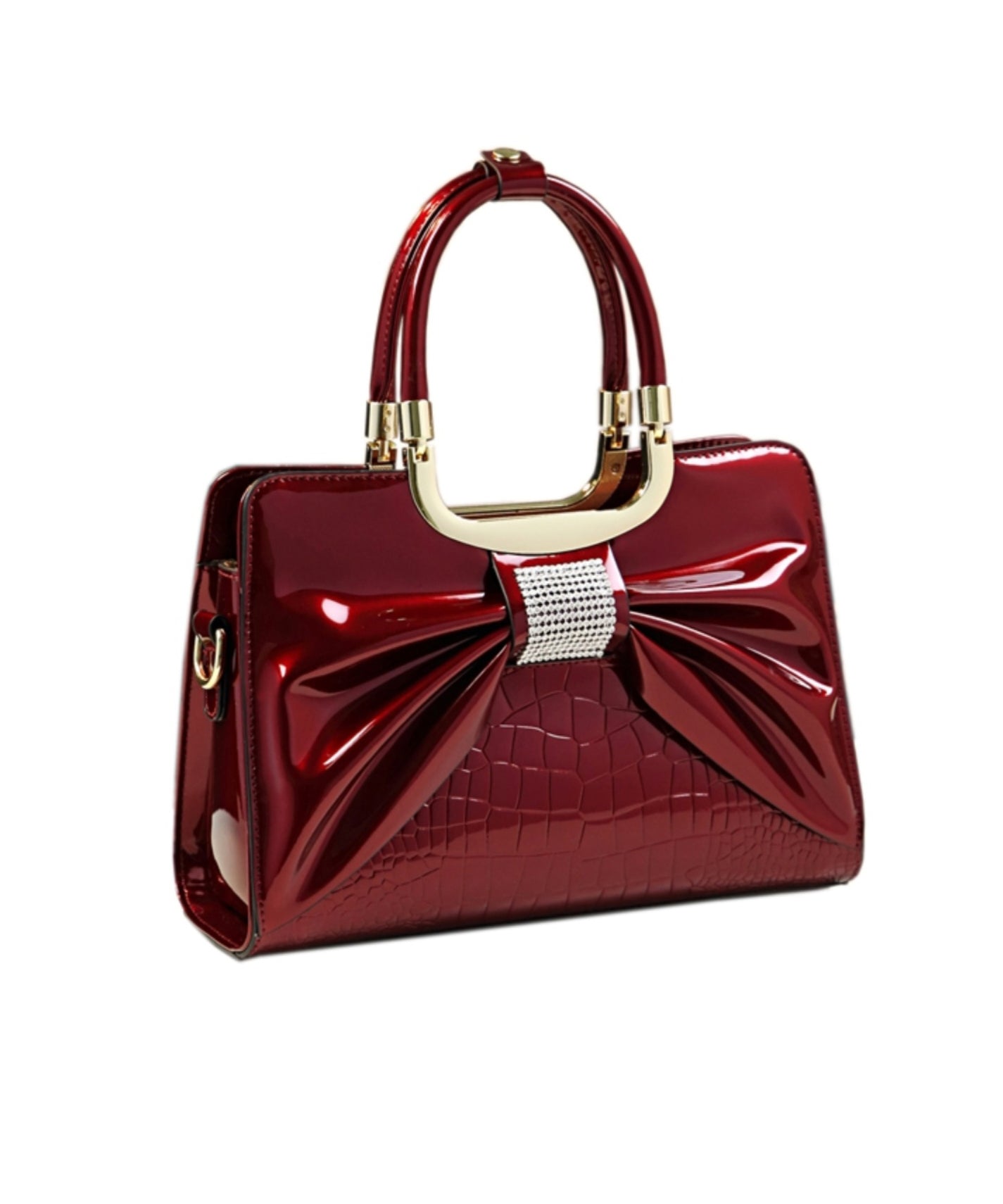 Stylish Versatile Black Bow Calf Leather Tote Handbag