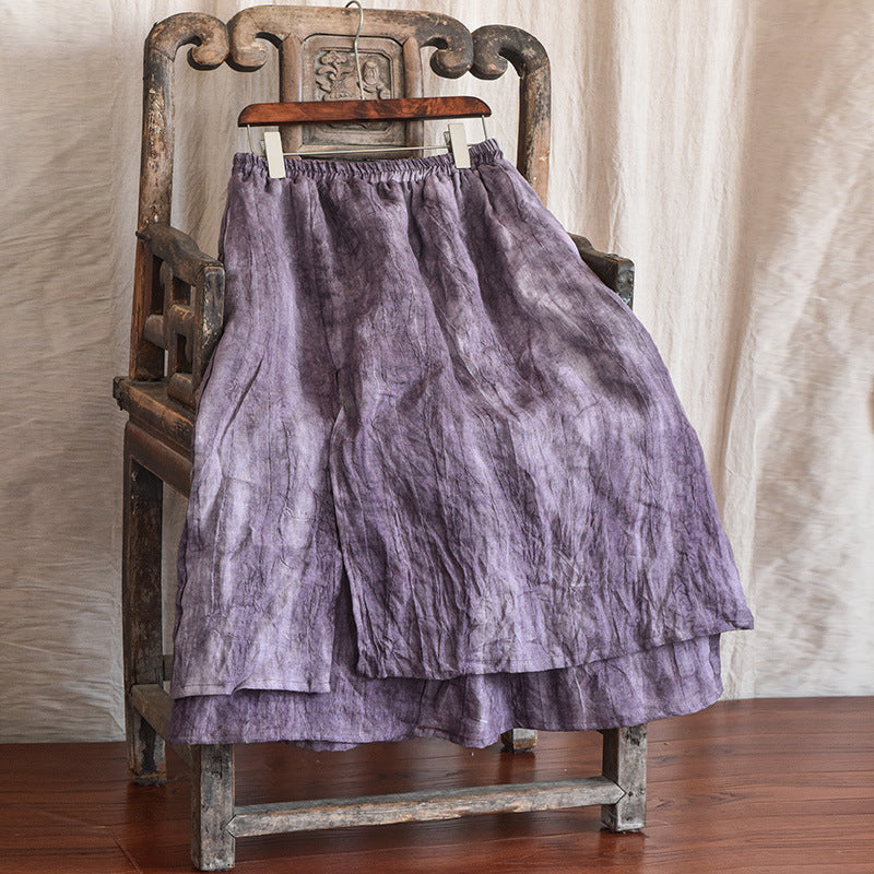 Literary Retro Cotton And Linen Distressed Linen Casual Skirt