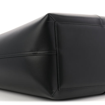Smooth Calfskin Maxi Trapezoid Shopping Tote Black