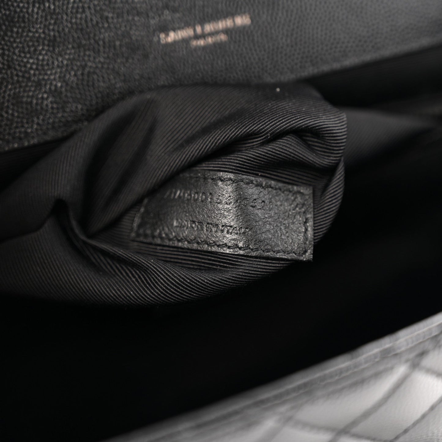 Grain De Poudre Textured Mixed Matelasse Large Triquilt Monogram Monochrome Satchel Black