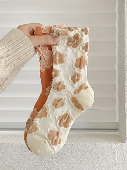 4 Pairs Women Sweet Floral Four Seasons Socks