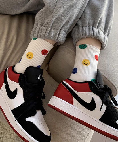 Spring Autumn Japanese Cute Smiling Face Mid Calf Socks