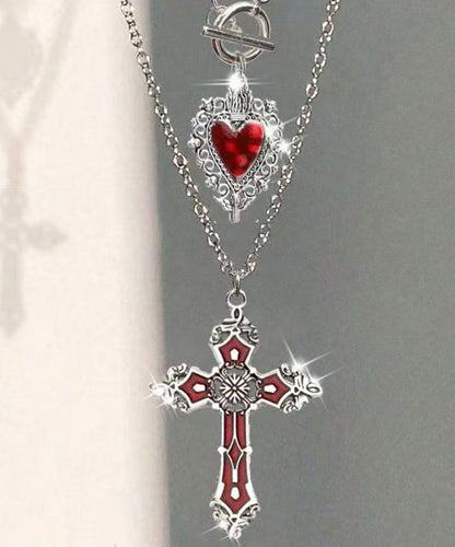 Chic Black Alloy Love Cross Hollow Out Pendant Necklace