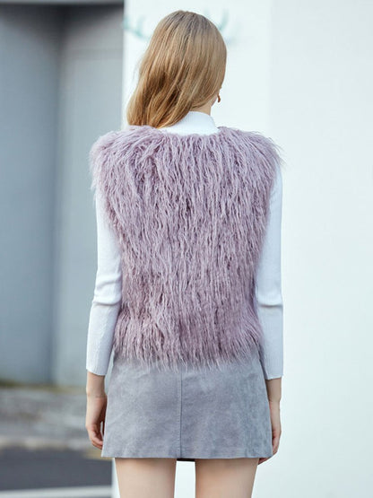 Faux Fur Vest Women Coat Sleeveless Faux Fur Jacket