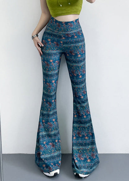 Chic Red Print Elastic Waist Nylon Bottom Trousers