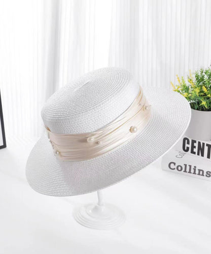 Fashion Fine Khaki Nail Bead Straw Woven Cloche Hat