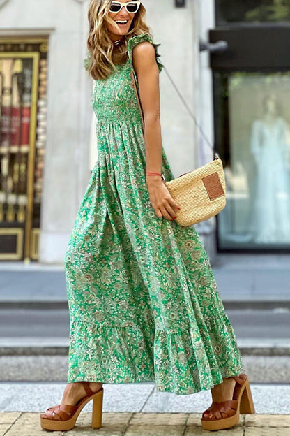 Enjoy Every Moment Floral Smocked Waist Maxi Dress