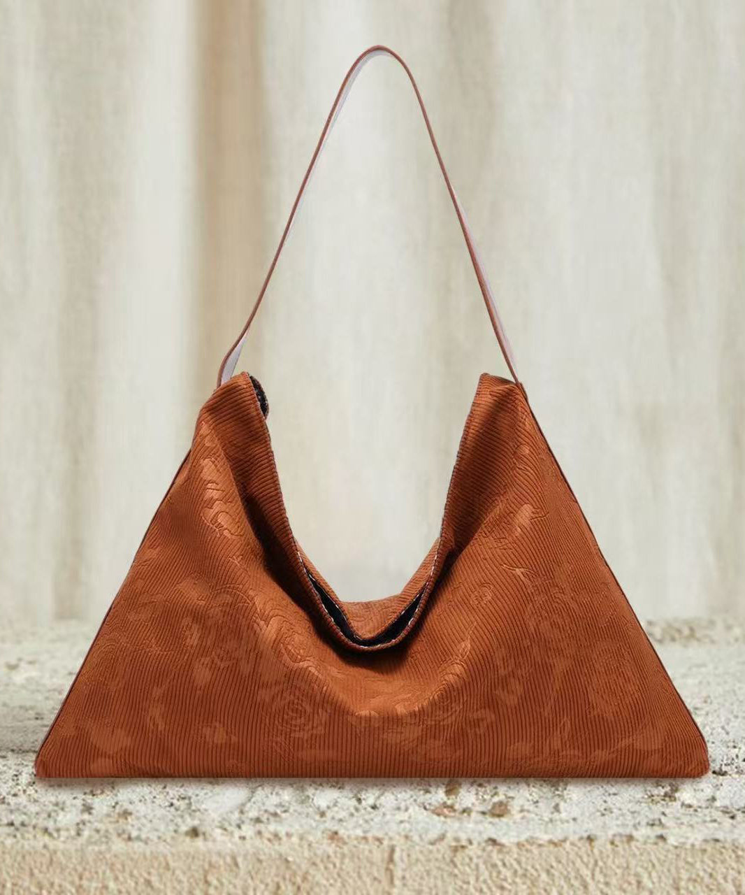 Retro Brown Jacquard Cotton Shoulder Bags