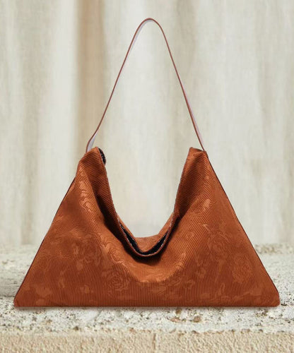 Retro Brown Jacquard Cotton Shoulder Bags