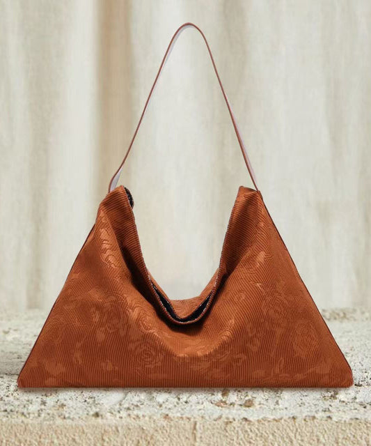 Retro Brown Jacquard Cotton Shoulder Bags