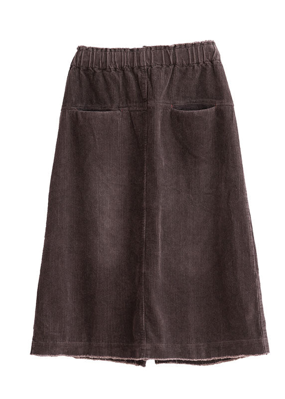 Elegant Purple Pockets Corduroy Casual Skirt