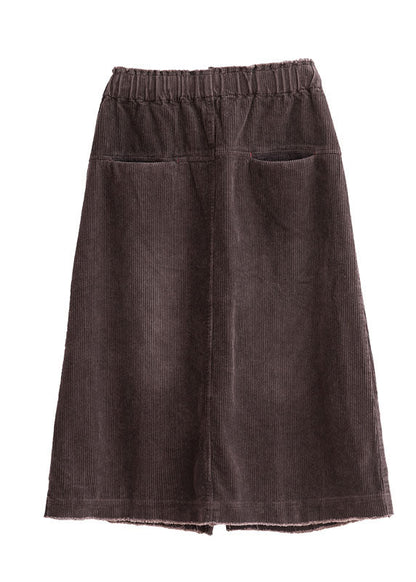 Elegant Purple Pockets Corduroy Casual Skirt