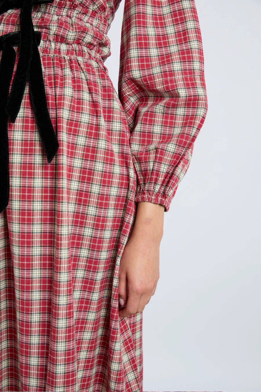 Dakota Bow Midi Dress - Tartan