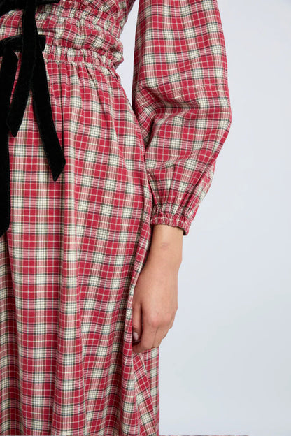Dakota Bow Midi Dress - Tartan