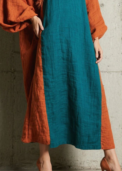Bohemian Peacock Blue Oversized Patchwork Faux Fur Holiday Dresses Fall