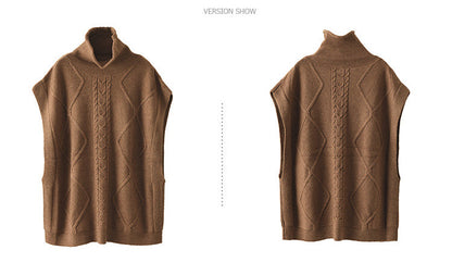 Vintage Twist Knit Turtleneck Vest
