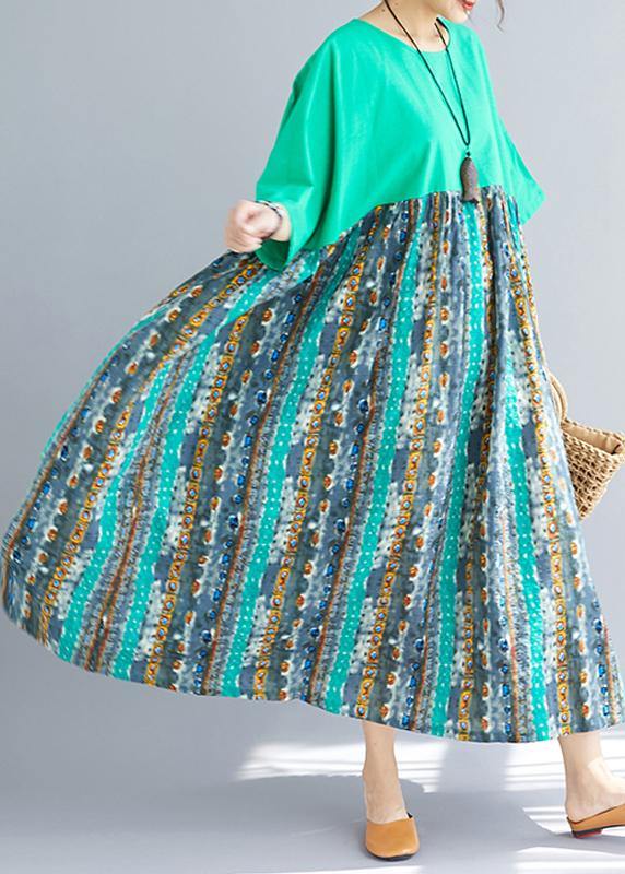 Classy patchwork prints cotton dresses Fashion Ideas green o neck Dresses sundress
