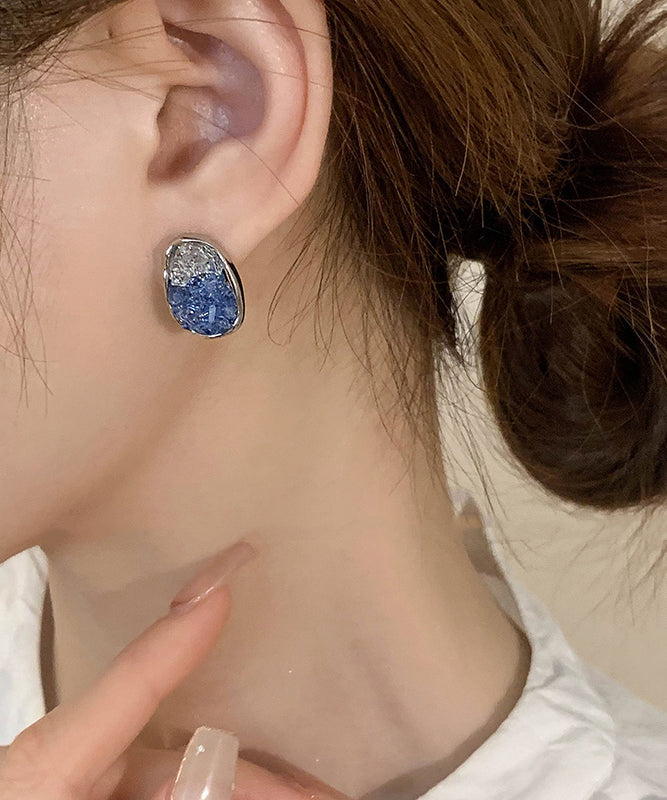 Boho Blue Alloy Zircon Crystal Stud Earring