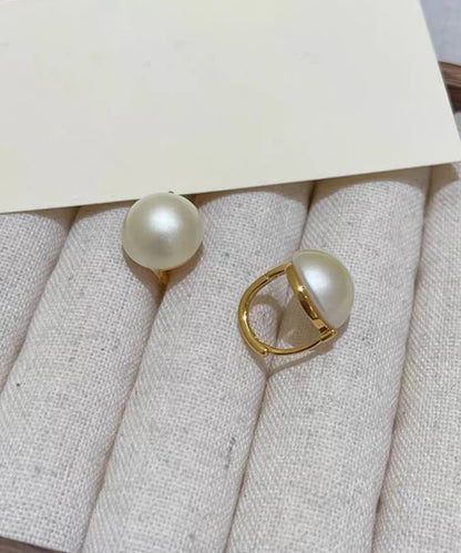 Modern White Copper Pearl Stud Earrings