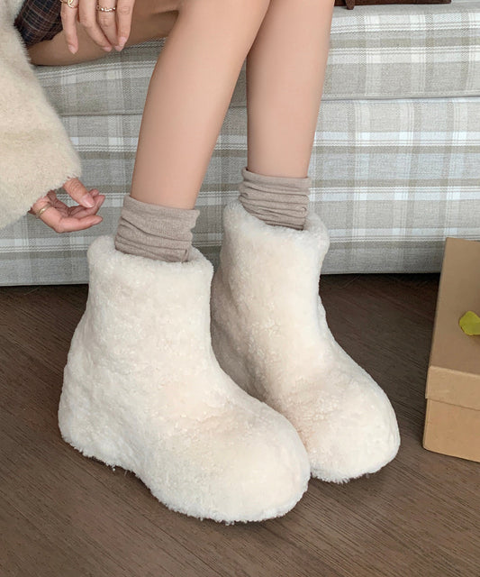 White Fuzzy Fur Fluffy Platform Fashion Thick Warm Boots