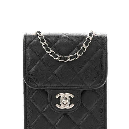 Caviar Quilted Classic Phone Holder Black