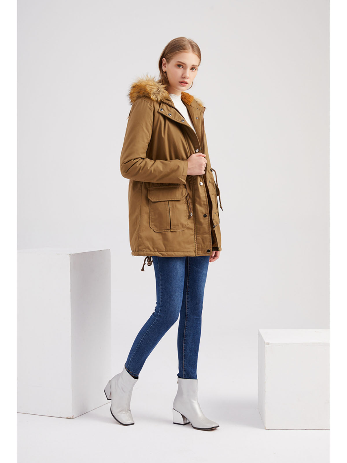 Women's Coat Street Daily Winter Plush Long Coat Solid Color Oversized Fur Warm Coat