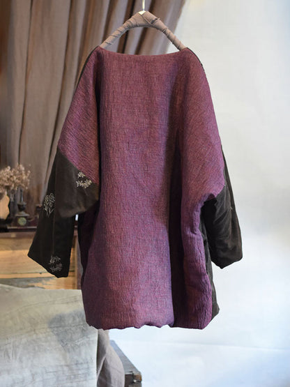 Women Vintage Chinese Style Embroidery AB Side Coat