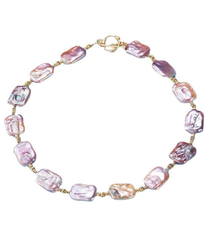 Bohemian Purple Sterling Silver Overgild Pearl Pendant Necklace