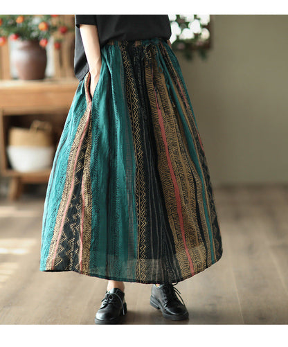 Vintage-Print Elasticated Waist Skirt