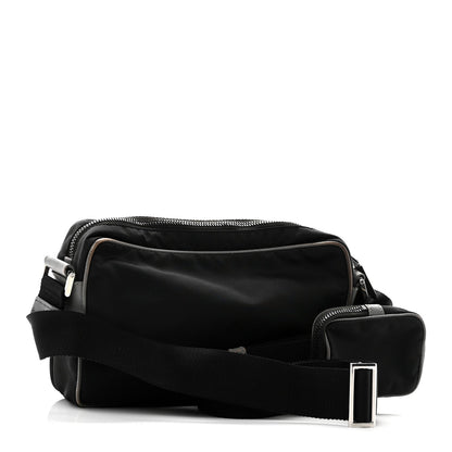 Tessuto Nylon Saffiano Pocket Single Snap Buckle Messenger Flap Bag Black Bleuette Marmo