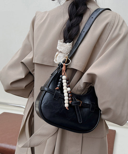 Unique Brown Tasseled Solid Durable Faux Leather Saddle Bag
