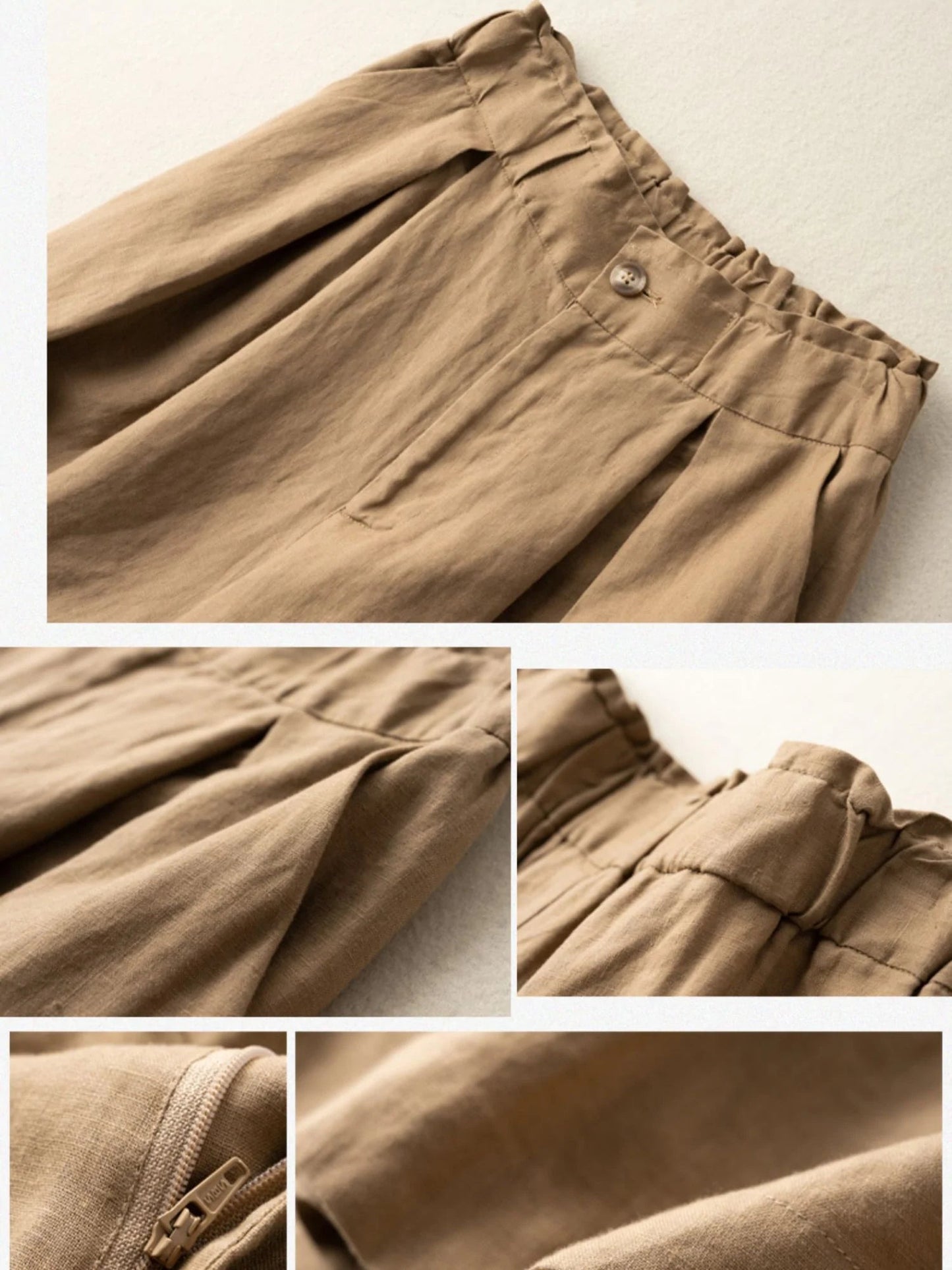 Pure Color Wide-leg Casual Linen Shorts