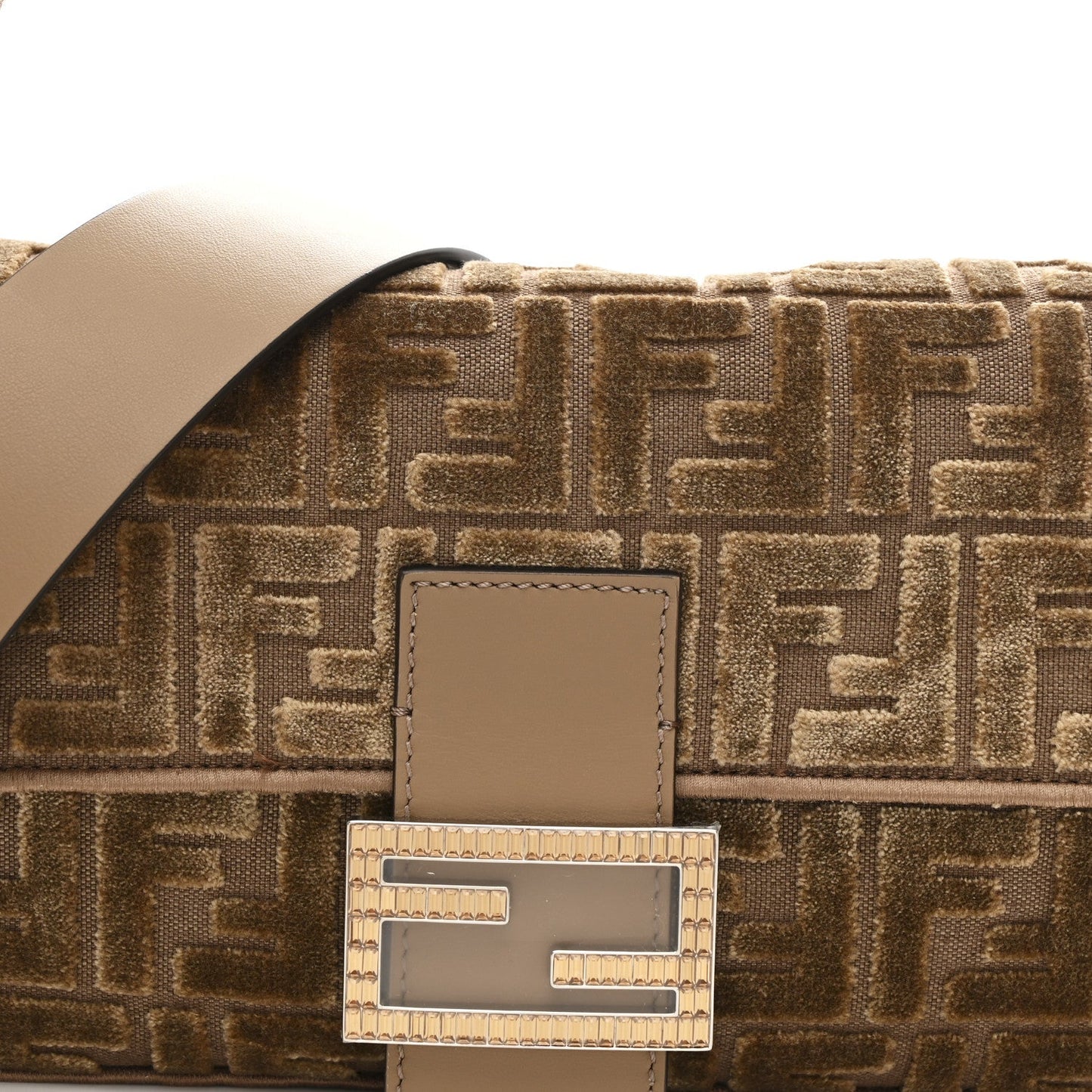 Velvet Jacquard Crystal FF Baguette Cappuccino