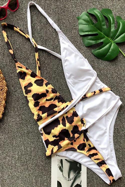 Leopard Patchwork One Pieces Swimwear