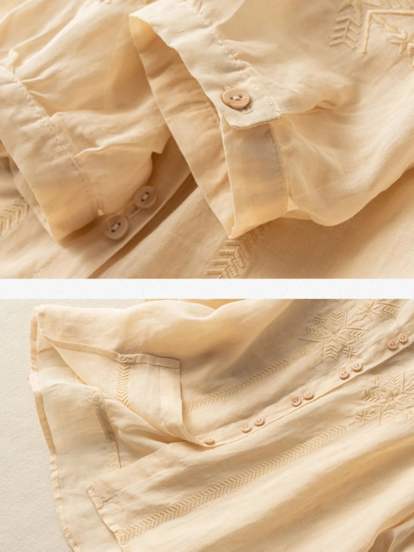 Embroidered Half Sleeve Casual Linen Shirt Top