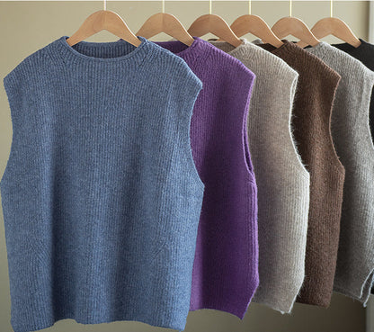 Temperament Loose Sleeveless Pullover Vest Literary Solid Color Vest