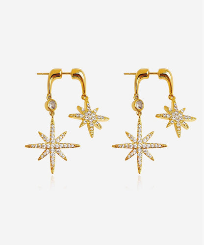 A Light Luxury Zircon Silver Two Wearing Octagonal Earrings