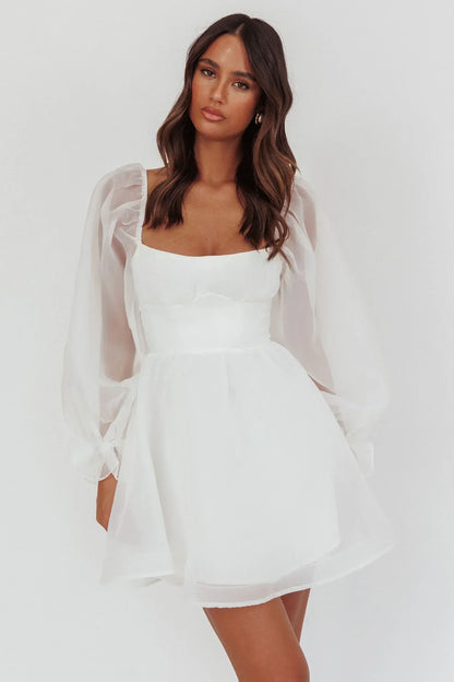 I've Got Sunshine Long Sleeve Mini Dress White