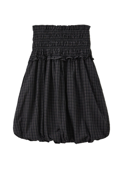 Art Black Backless Plaid Cotton Strapless Blouses Summer