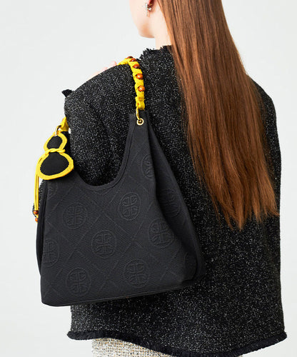 Art Black Jacquard Tasseled Cotton Women Handbag