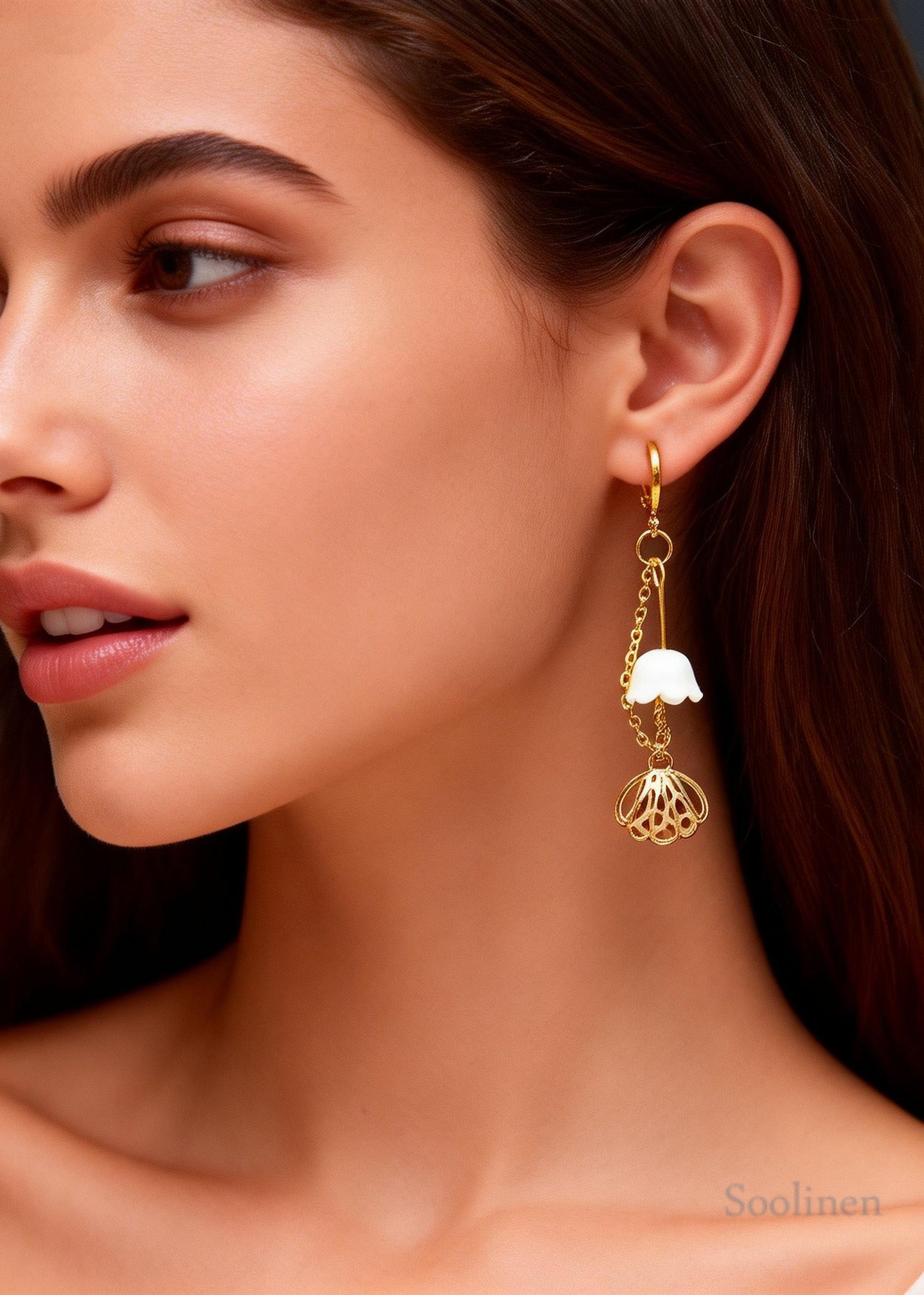 Art Bud Wrap Gem Stone Tassels Drop Earrings