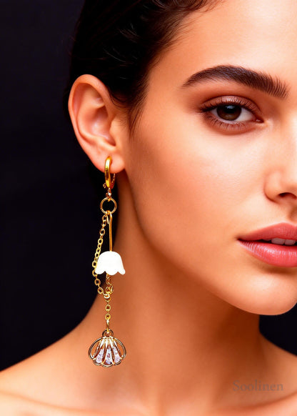 Art Bud Wrap Gem Stone Tassels Drop Earrings