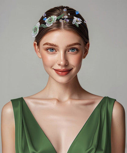 Art Multicolor Acrylic Crystal Pearl Floral HairPiece