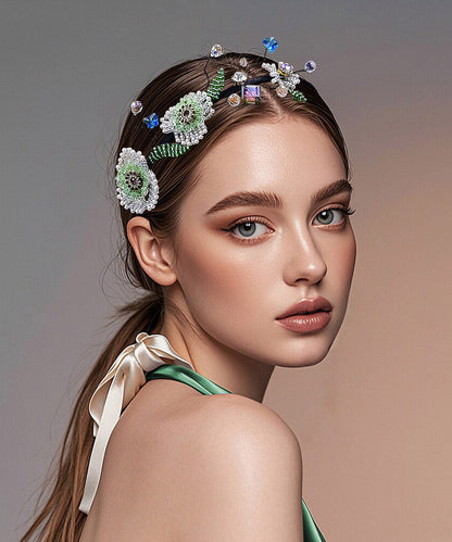 Art Multicolor Acrylic Crystal Pearl Floral HairPiece