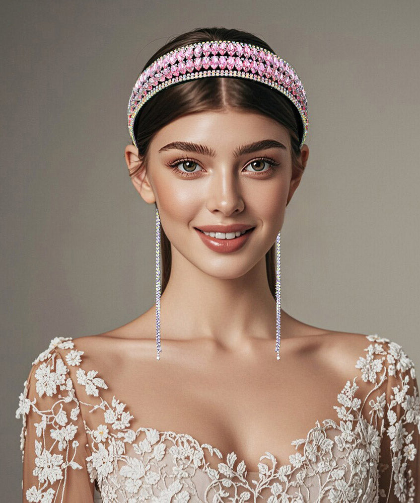 Art Pink Acrylic Crystal Zircon HairPiece