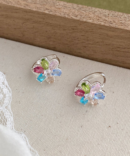 Art Rainbow Copper Overgild Floral Hoop Earrings