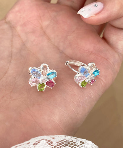 Art Rainbow Copper Overgild Floral Hoop Earrings
