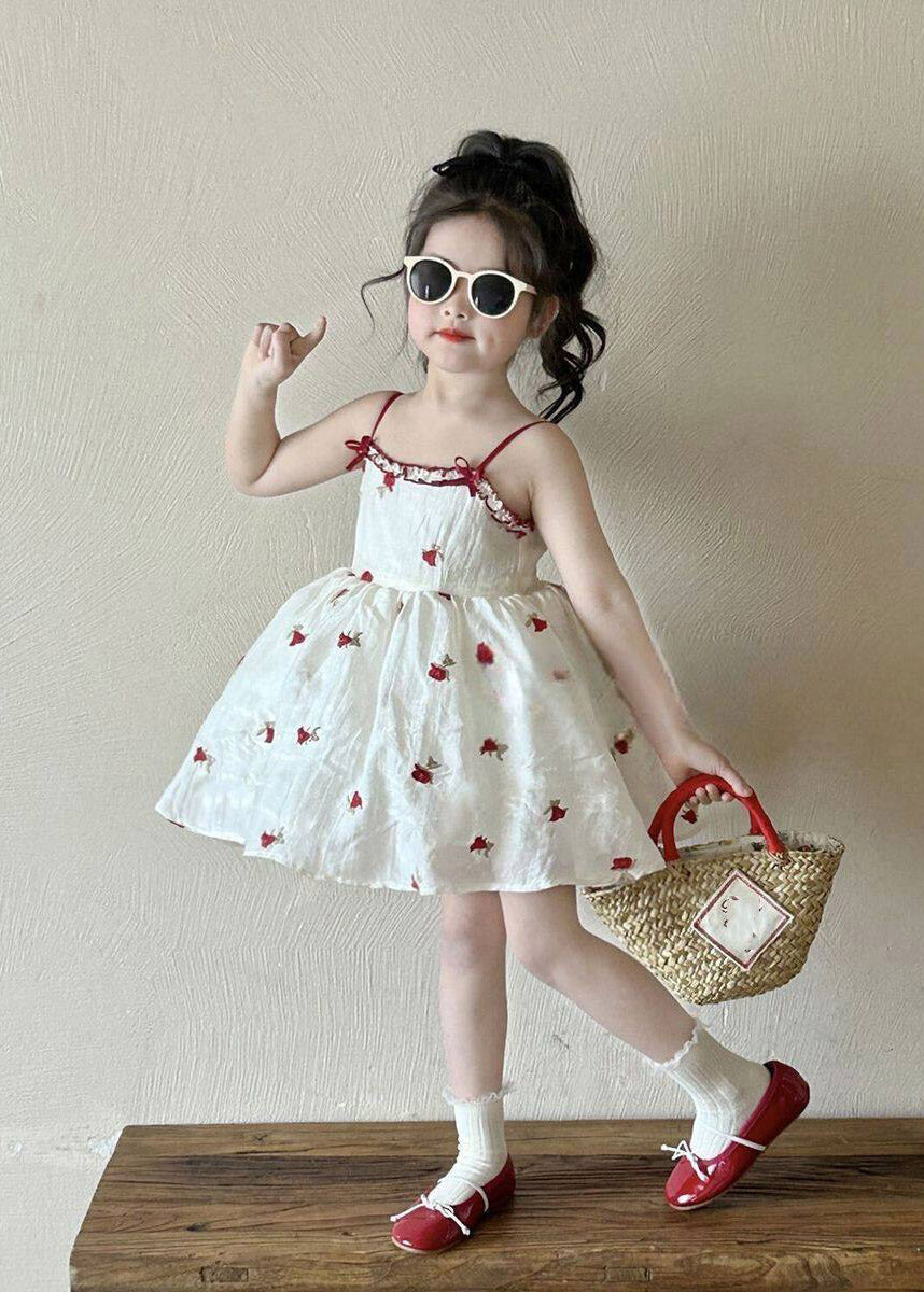 Art Red Print Kids Cardigan And Mid Dress Two Piece Set Spring