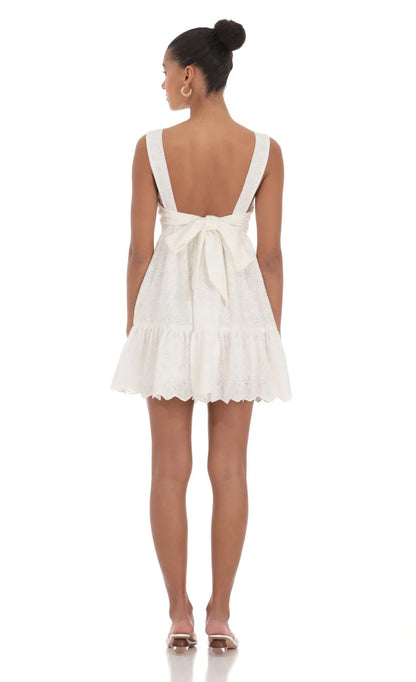 Floral Eyelet Dress in White