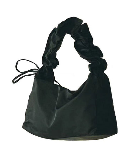 Beautiful Black Wrinkled Nylon Shoulder Bag